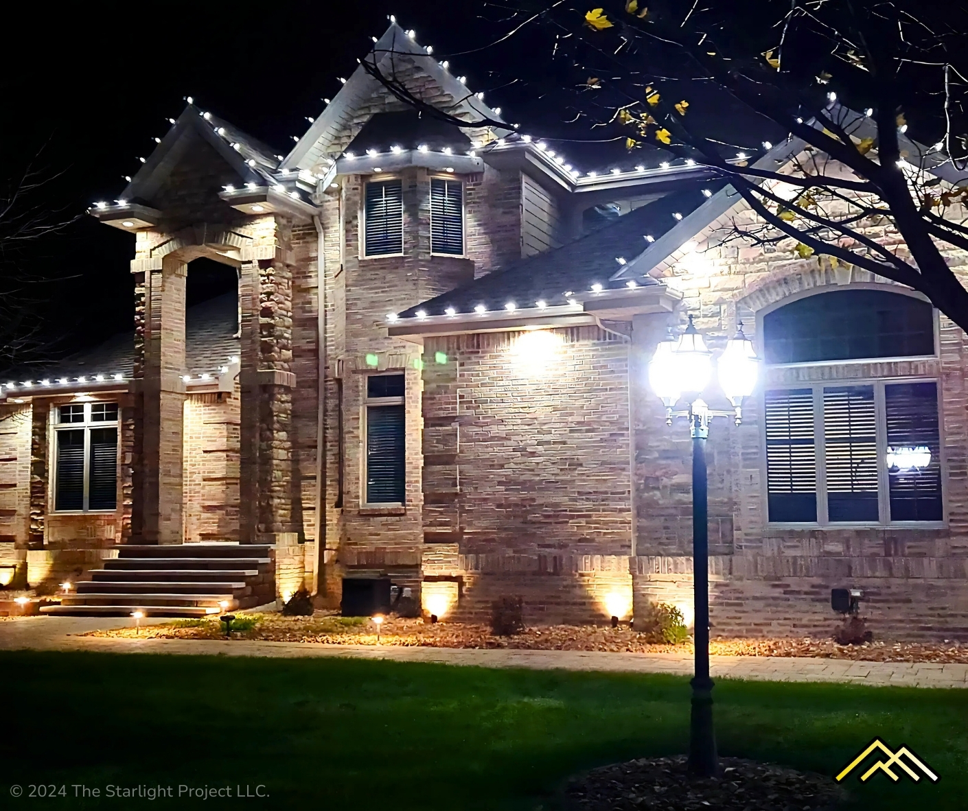 Beautiful Blend Between Holiday and Landscape Lighting