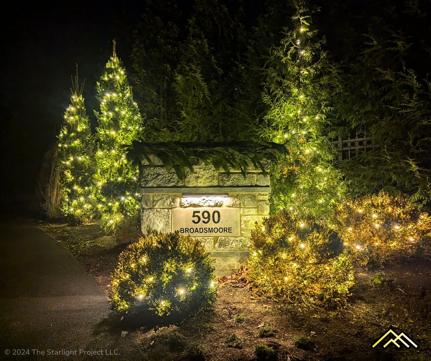 Driveway Address Sign with Decorated Foliage