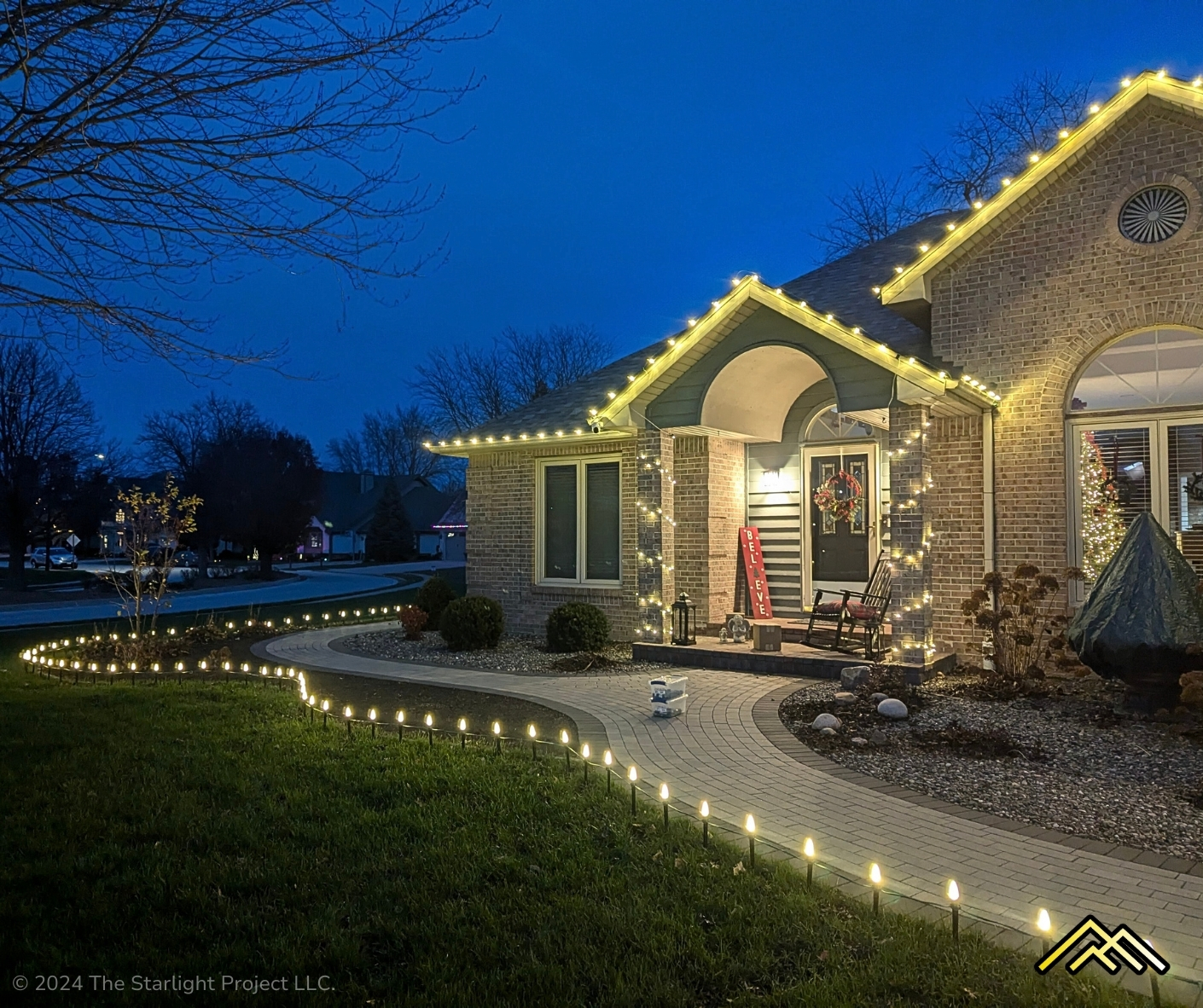 Elegant Home with Pathway Lighting